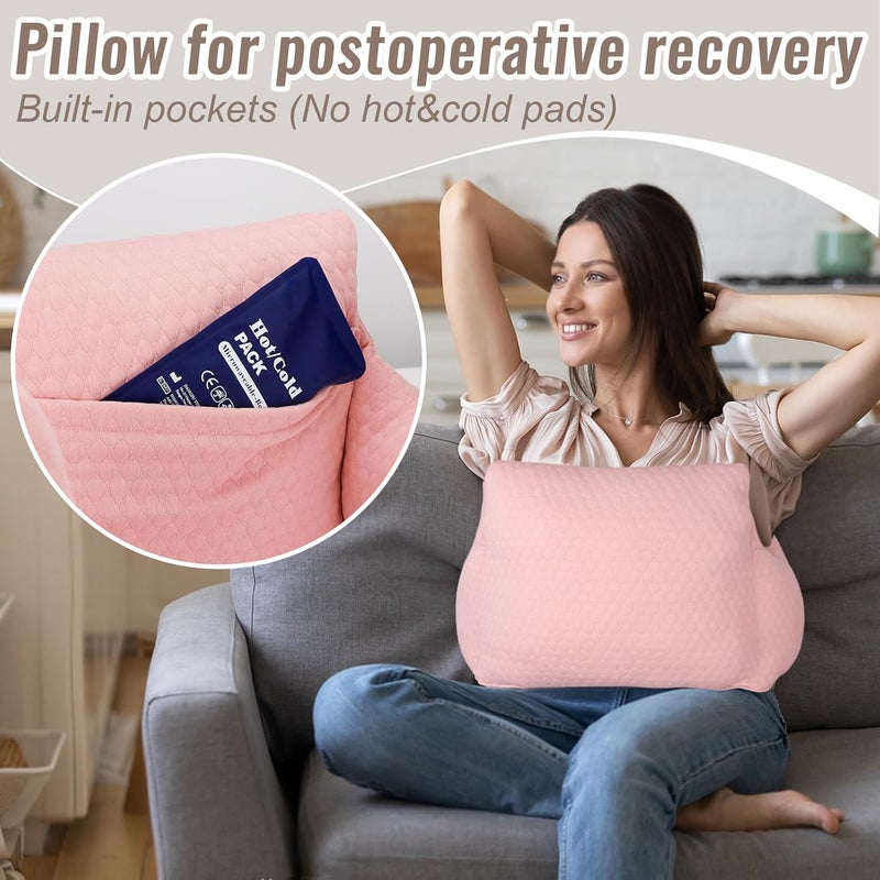 RoamReady Hysterectomy Recovery Pillow, Post-Surgery Cushion for Abdomen C-Section Tummy Tuck Lumpectomy Myomectomy Patients Must Haves Abdominal Pillow with Pocket (Lght Pink) - Image 4